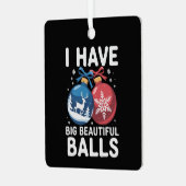 I Have Big Beautiful Balls Christmas Funny Couple メタルオーナメント (正面左)