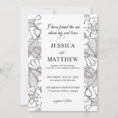 I Have Found the One Black and White Floral 招待状 (正面)