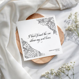 I Have Found theBlack and White Floral  スタンダードカクテルナプキン