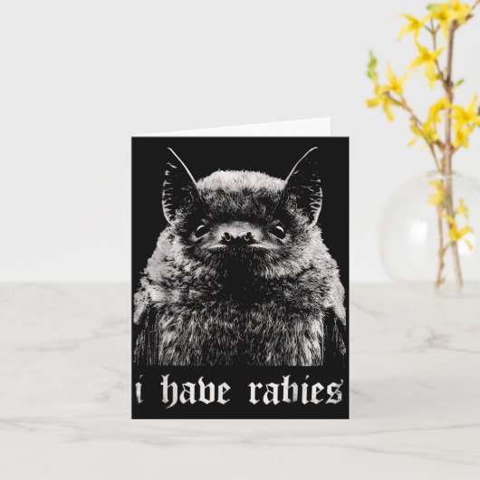 I Have Rabies Funny Bat  カード (黄色い花)