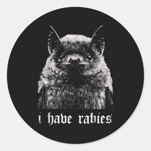 I Have Rabies Funny Bat  ラウンドシール (正面)