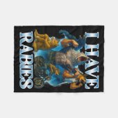 I Have Rabies Funny Cringe Werewolf Meme Alpha Wol フリースブランケット (正面(横))