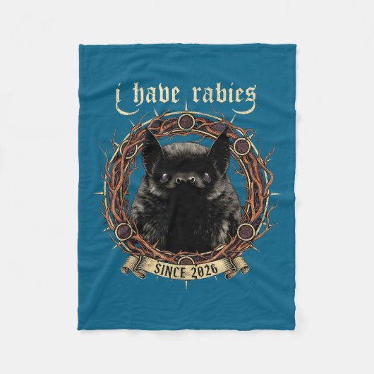 I Have Rabies Gothic Bat Dark Humor Shirt Mens Wom フリースブランケット (正面)