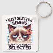 I Have Selective Hearing Funny Cat Lover Gift  キーホルダー (裏面)