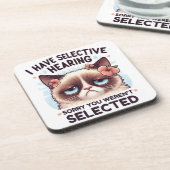 I Have Selective Hearing Funny Cat Lover Gift  コースター (左側)