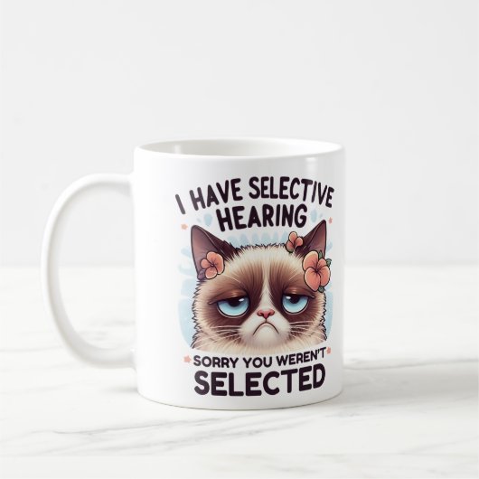 I Have Selective Hearing Funny Cat Lover Gift コーヒーマグカップ (左)