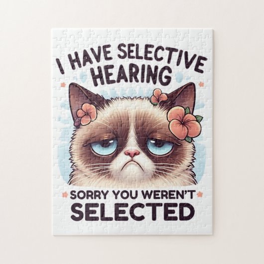 I Have Selective Hearing Funny Cat Lover Gift  ジグソーパズル (縦)