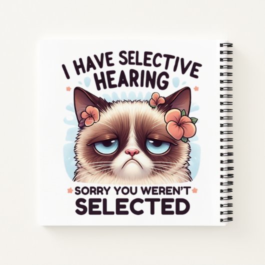 I Have Selective Hearing Funny Cat Lover Gift  ノートブック (裏面)