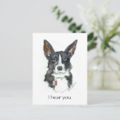 “I HEAR YOU!" Big Ears Dog painting postcard ポストカード (スタンド正面)