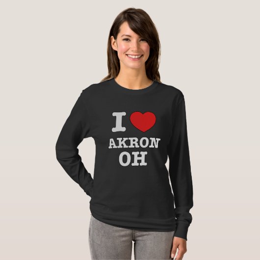 I Heart Akron Ohio OH Love Tシャツ (正面フル)