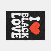 I Heart Black Love Couple Matching Couples African フリースブランケット (正面(横))