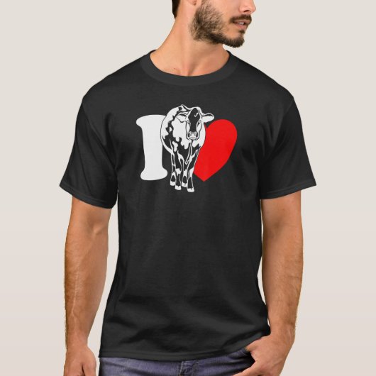 I Heart Cows - Funny Farmer, Cattle Rancher, Cow L Tシャツ (正面)