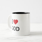 I Heart God - キリスト教信仰に基づくギフト ツートーンマグカップ (正面左)
