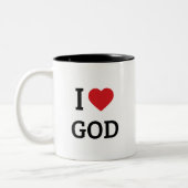 I Heart God - キリスト教信仰に基づくギフト ツートーンマグカップ (左)