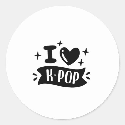 I Heart K-Pop Sticker ラウンドシール (正面)