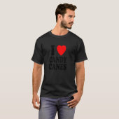 I Heart Love Candy Canes Winter Peppermint Christm Tシャツ (正面フル)