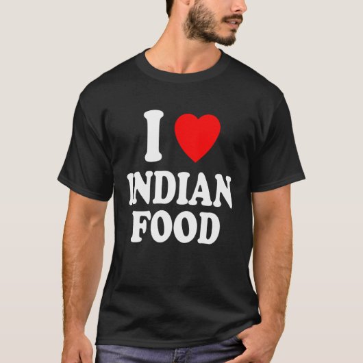 I Heart Love Indian Food Spicy Curry Chutney Takeo Tシャツ (正面)