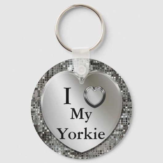 I Heart (Love) My Yorkie Keychain キーホルダー (正面)