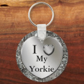 I Heart (Love) My Yorkie Keychain キーホルダー (正面)