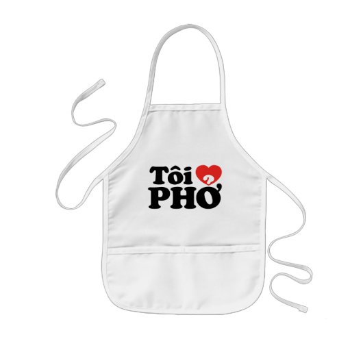 I Heart (Love) Pho (Tôi ❤ PHỞ) Vietnamese Language 子供用エプロン (正面)