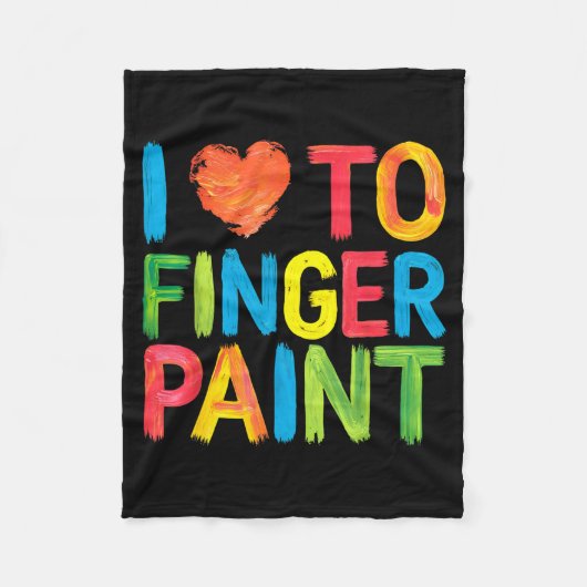 I Heart Love To Finger Paint Cute Couple Valentine フリースブランケット (正面)