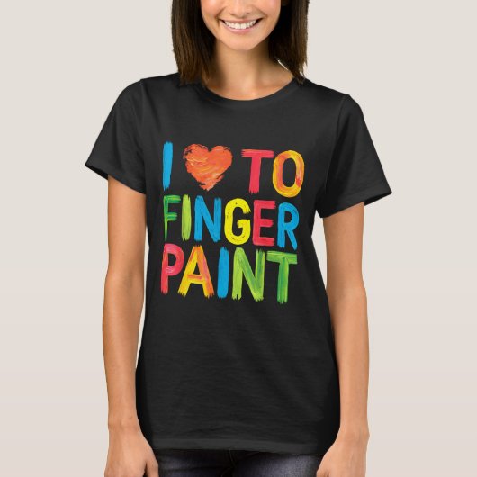 I Heart Love To Finger Paint Cute Couple Valentine Tシャツ (正面)