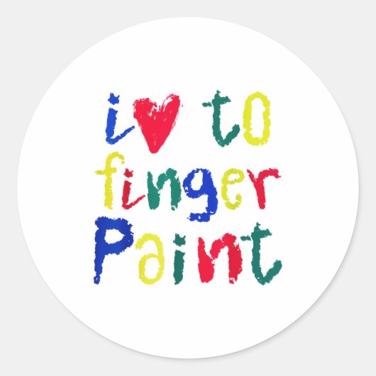 I Heart Love To Finger Paint - Funny Couple  ラウンドシール (正面)
