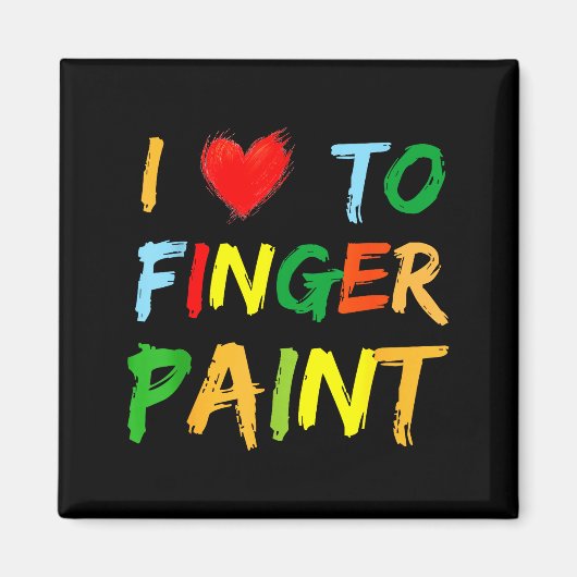 I Heart Love To Finger Paint I'm Paint Cute Couple マグネット (正面)