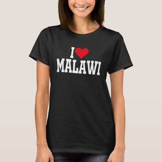 I Heart Malawi with Red heart I love Malawi Tシャツ (正面)