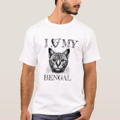 I Heart My Bengal, Cat Pawprints Black Tシャツ (正面)
