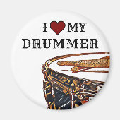 I *HEART* MY DRUMMER Snare Drum Drumstick Drumming マグネット (正面)