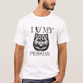 I Heart My Persian, Cat and Pawprints Black Tシャツ
