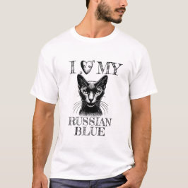 I Heart My Russian Blue, Cat Pawprints Black Tシャツ