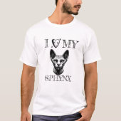 I Heart My Sphynx, Cat and Pawprints Black Tシャツ (正面)