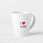 I heart name (customisable) カフェラテマグ (右アングル)