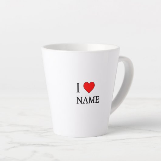 I heart name (customisable) カフェラテマグ (右アングル)