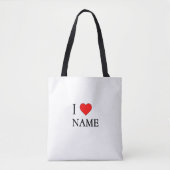 I heart Name (customisable)  トートバッグ (正面)