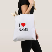I heart Name (customisable)  トートバッグ (クローズアップ)
