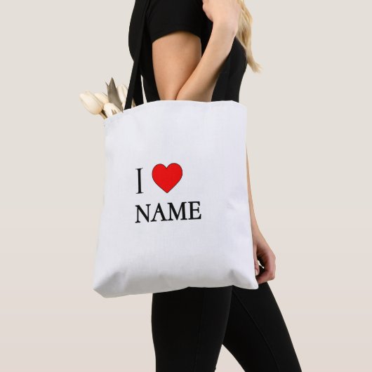 I heart Name (customisable)  トートバッグ (クローズアップ)