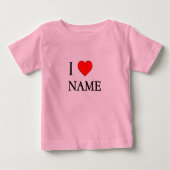 I heart name (customisable) ベビーTシャツ (正面)