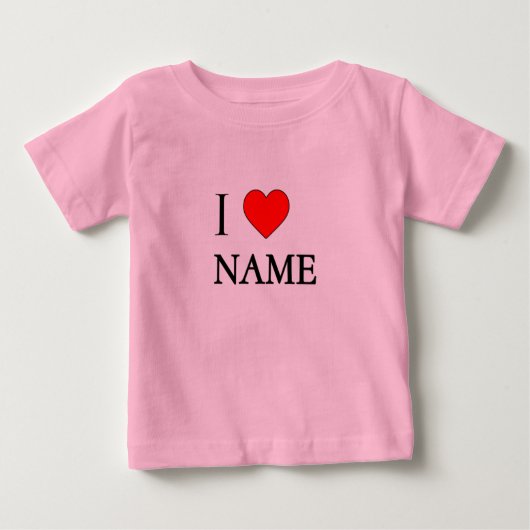I heart name (customisable) ベビーTシャツ (正面)