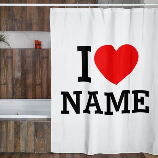 I Heart Name Shower Curtain シャワーカーテン