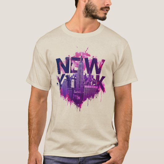 I Heart NYC" T-shirt - Casual New York City Urban  Tシャツ (正面)