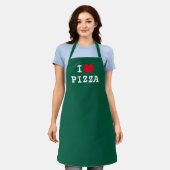 I Heart Pizza funny kitchen apron for pizza lover エプロン (着用した状態)