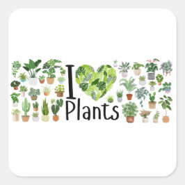 I Heart Plants Sticker スクエアシール
