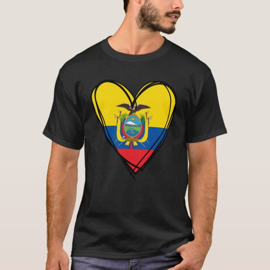 I Heart Quito And Ecuador Flag Heart Design Ecuado Tシャツ (正面)