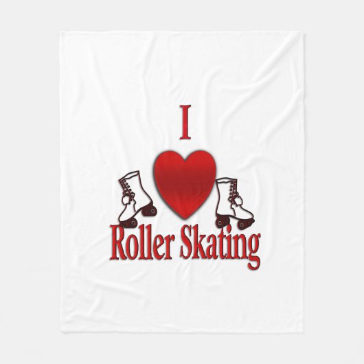 I Heart Roller Skating フリースブランケット (正面)
