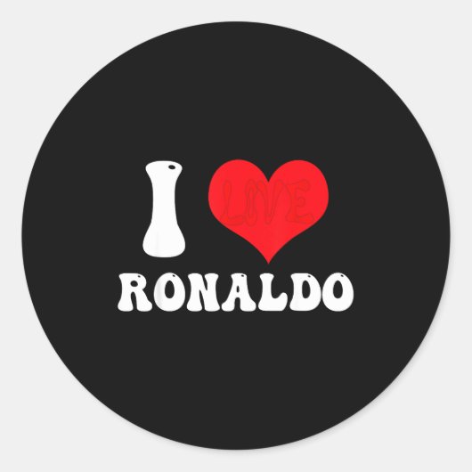 I Heart Ronaldos First Name Groovy D Valentines  ラウンドシール (正面)