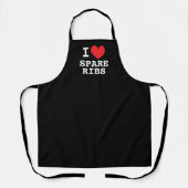 I heart spare ribs black BBQ apron for chef cook エプロン (正面)
