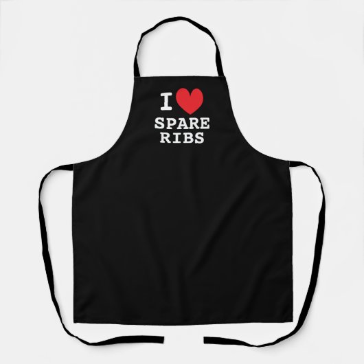 I heart spare ribs black BBQ apron for chef cook エプロン (正面)